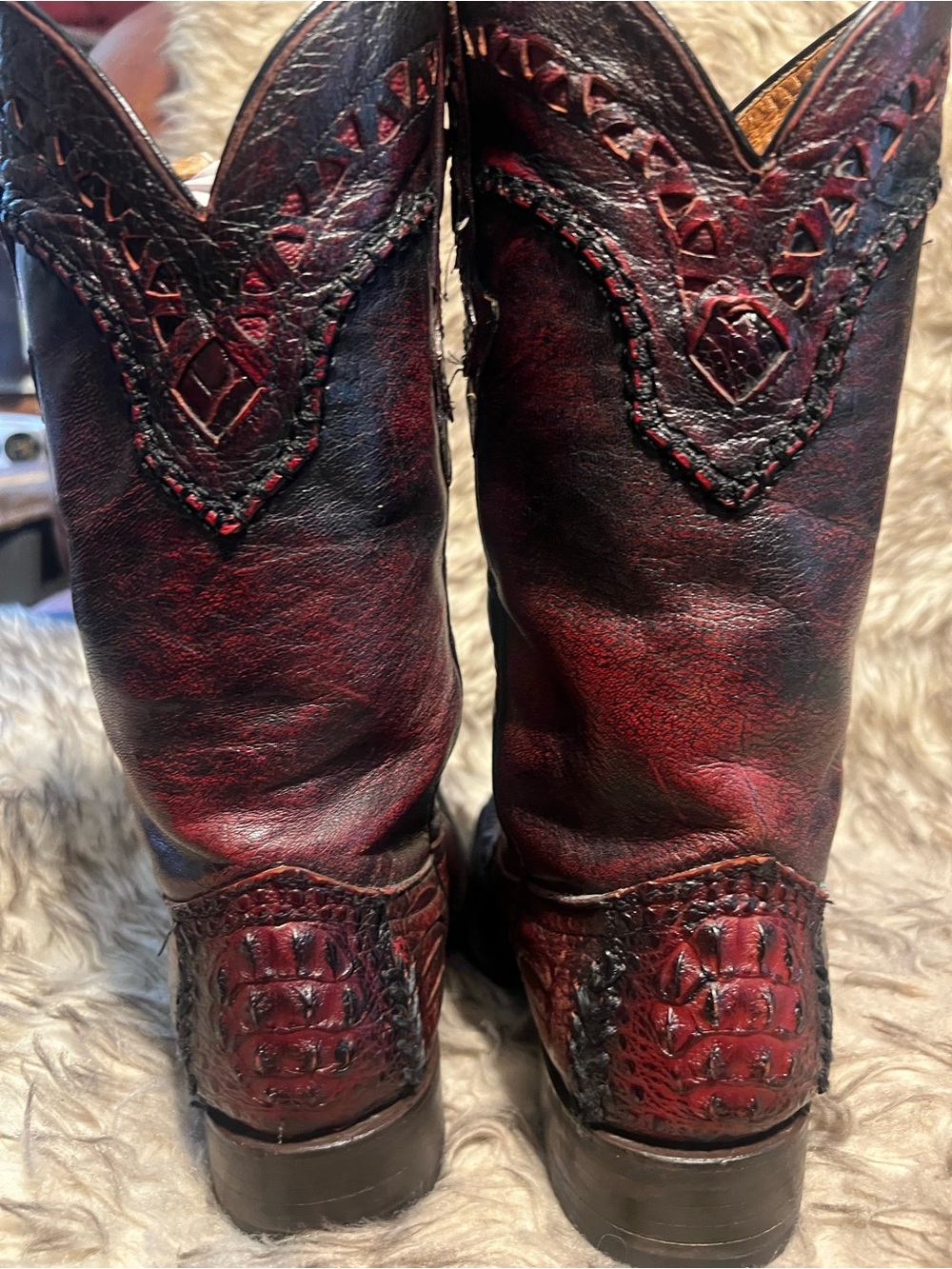 Men's Burgundy Exotic Leather Cowboy Boots size 26 Mex - 7 US - Picture 8 of 16